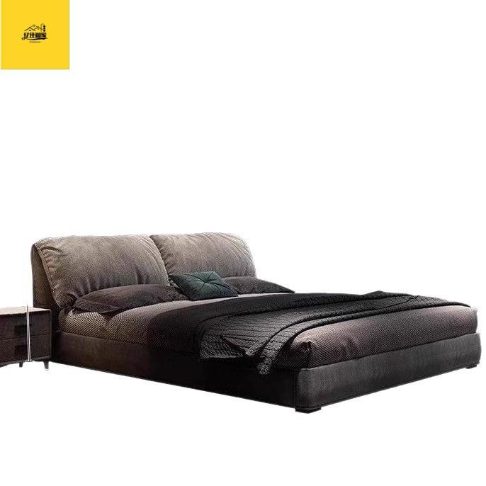 意式轻奢大象耳朵双人高端大气主卧大床布艺床现代简约储物婚床