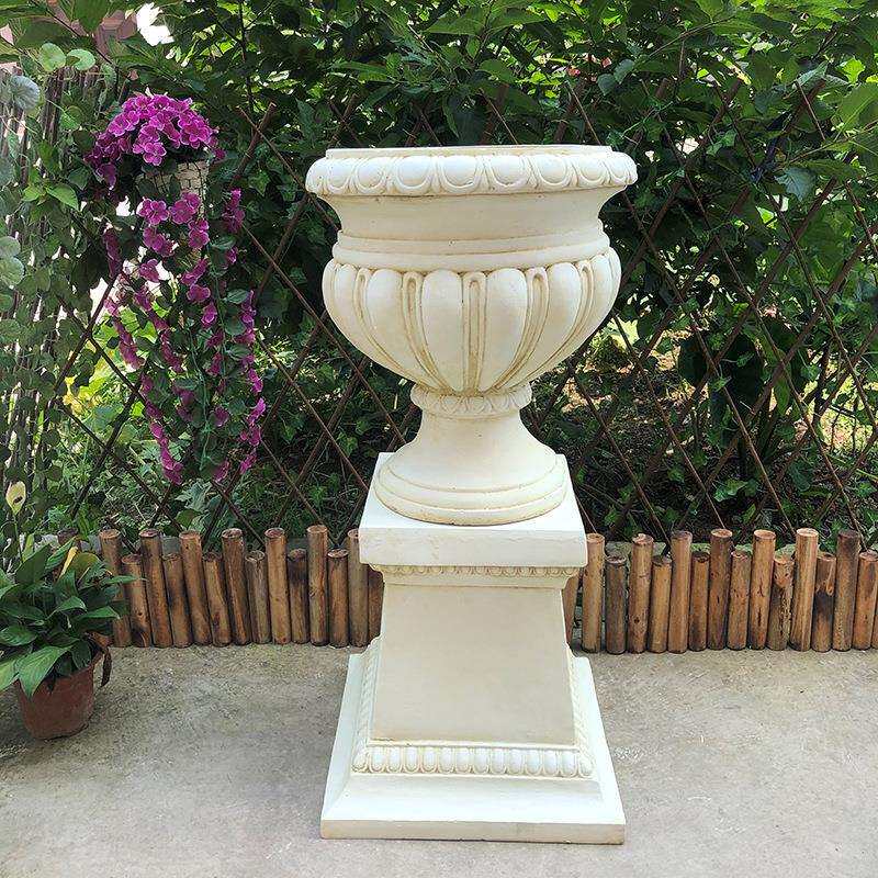 户外复古大口径圆形盆栽杯状花盆欧式庭院花园别墅门口大装饰摆件