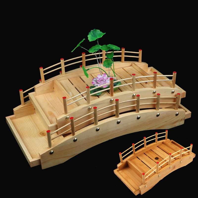寿司桥刺身桥寿司盛器日韩寿司餐具料理刺身拼盘木制拱形桥拉丝桥