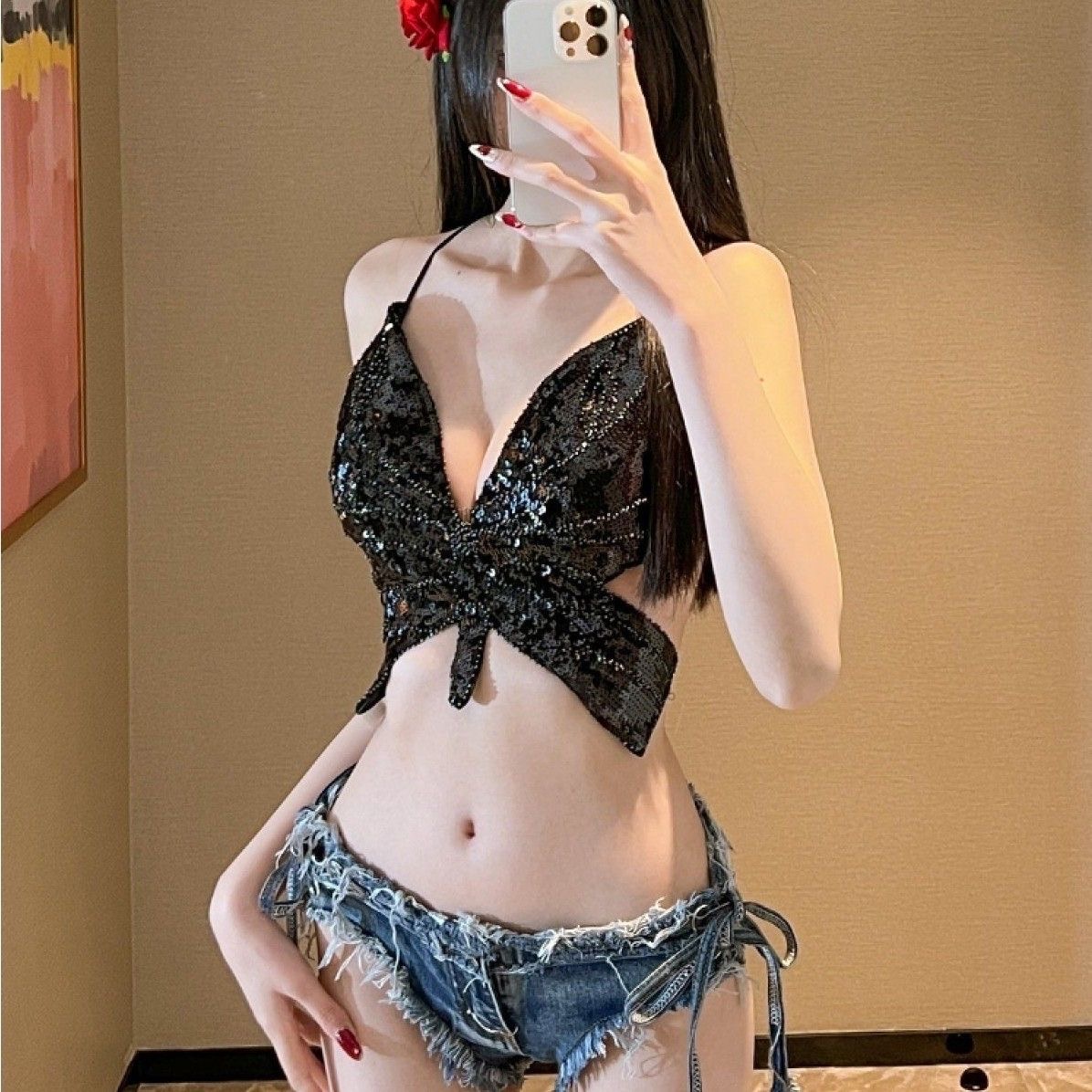 新款欧美酒吧DS演出服gogo女团dj领舞B组爵士舞性感裹胸