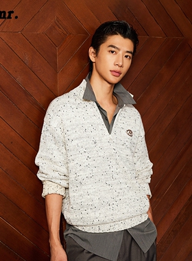 MLMR秋季新款略宽松休闲感简约立领半拉链针织衫毛衣上衣男女