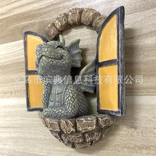 可爱阳台上 新品 小龙摆件恐龙开门花园摆件树脂工艺品摆件雕像