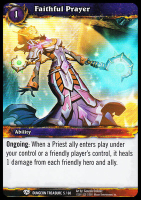 魔兽卡牌 DUNGEON TREASURE 05 英闪白卡 Faithful Prayer