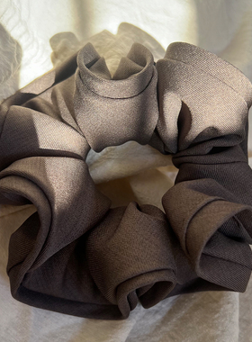 灰色纯色花苞布艺大肠发圈木耳边绑发发绳皮筋发饰