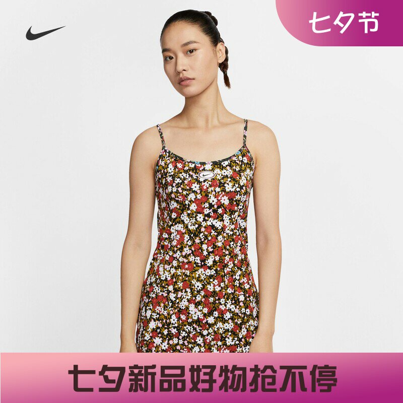 耐克运动休闲透气碎花吊带连衣裙