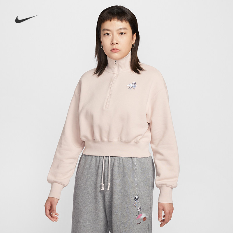 耐克/NIKE女子运动宽松休闲情人节限定半开襟短裤上衣IQ3940-063
