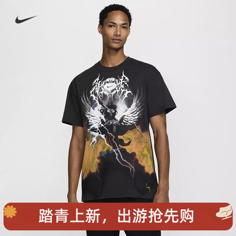 耐克/NIKE男子运动宽松休闲纯棉印花夏季圆领短袖T恤HQ2579-045