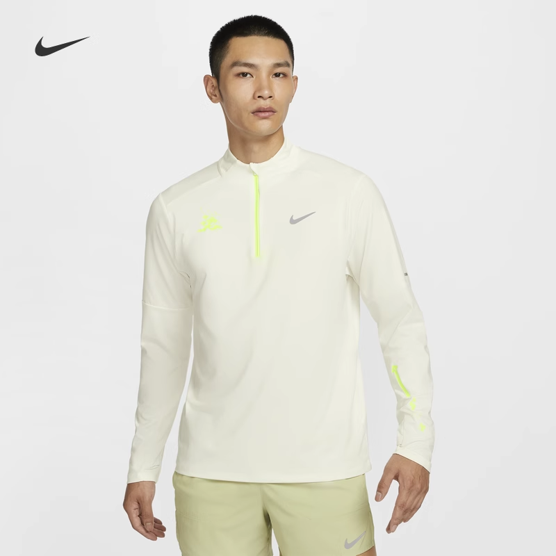 耐克男子速干半开襟跑步长袖T恤