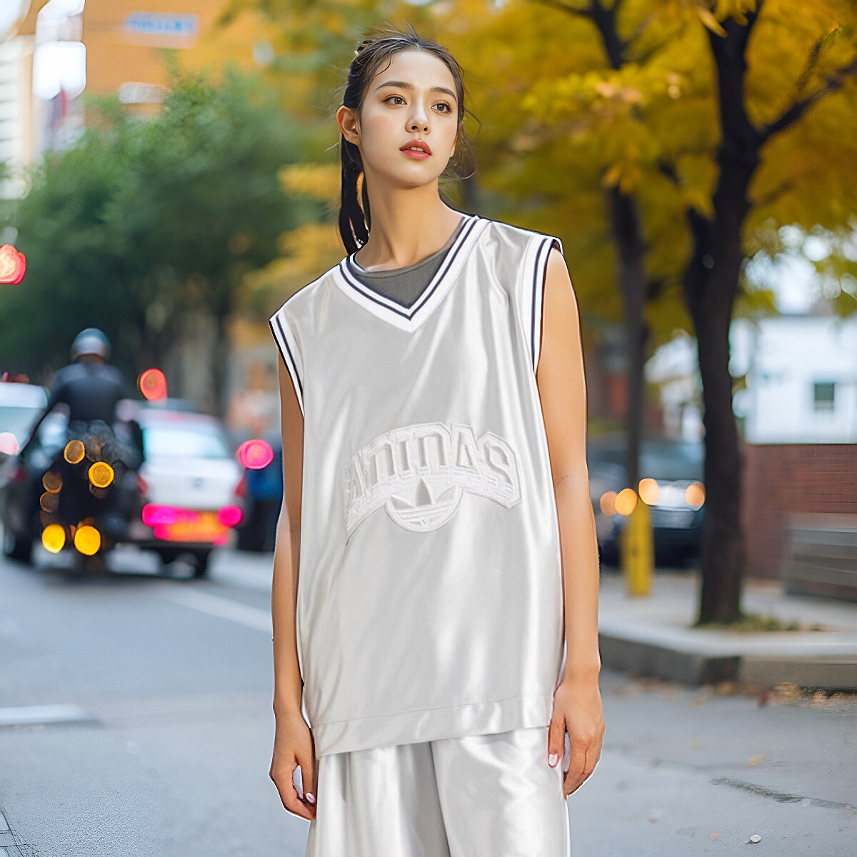 阿迪达斯运动宽松排扣篮球背心