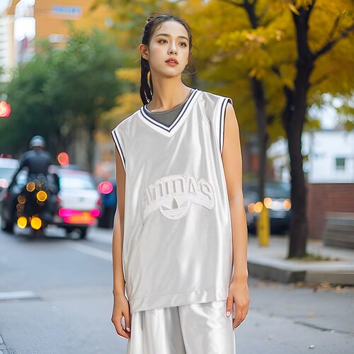 阿迪达斯运动宽松排扣篮球背心