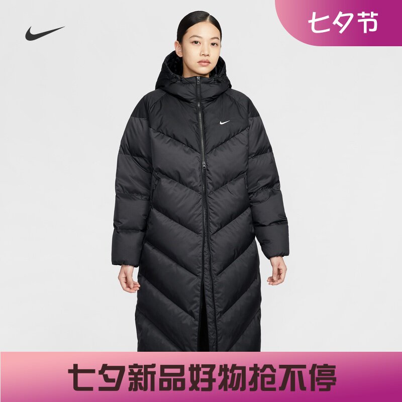 耐克/NIKE女子运动宽松休闲拒水防风长款羽绒服HV5237-010-100