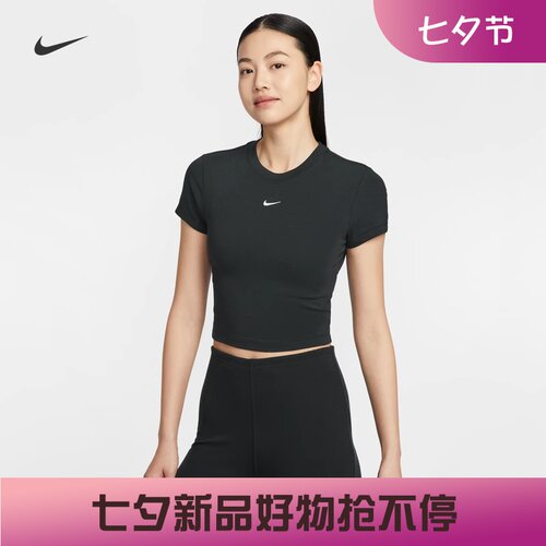 耐克女子短款刺绣小勾短袖T恤