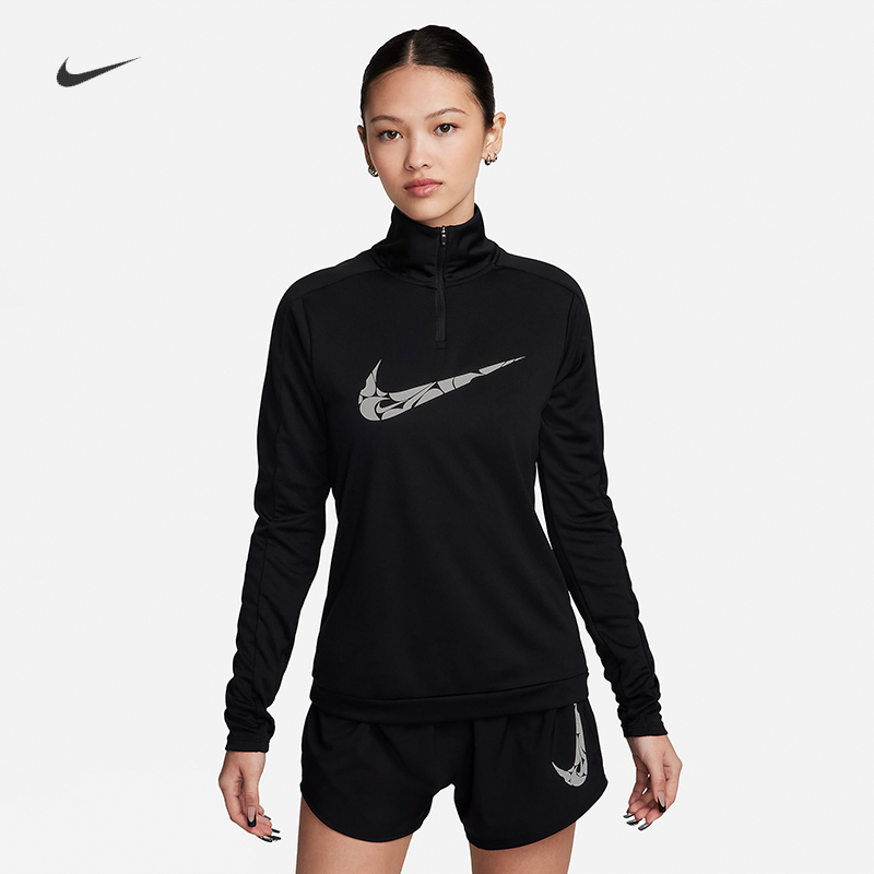 耐克/NIKE女子运动训练速干透气半开襟跑步长袖T恤FN2637-010-100