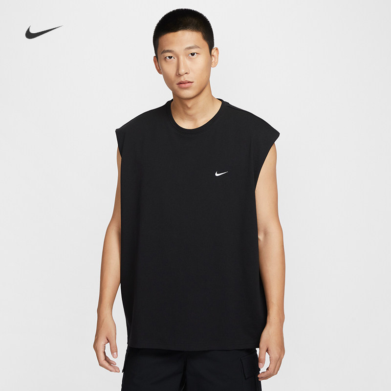 耐克/NIKE男子运动宽松休闲纯棉新款圆领无袖背心II1856-010-133