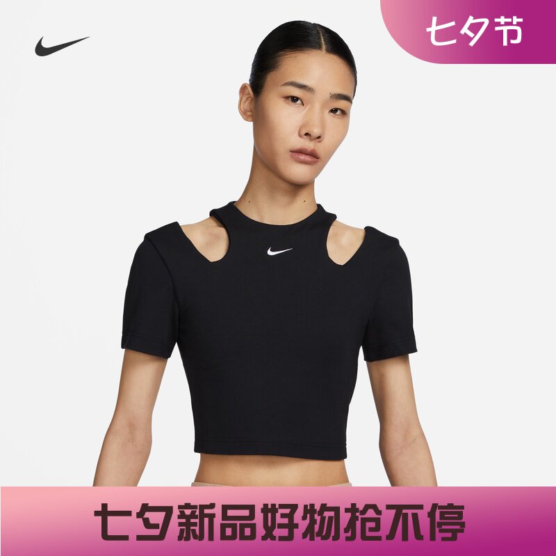 耐克女子休闲露肩圆领短袖T恤