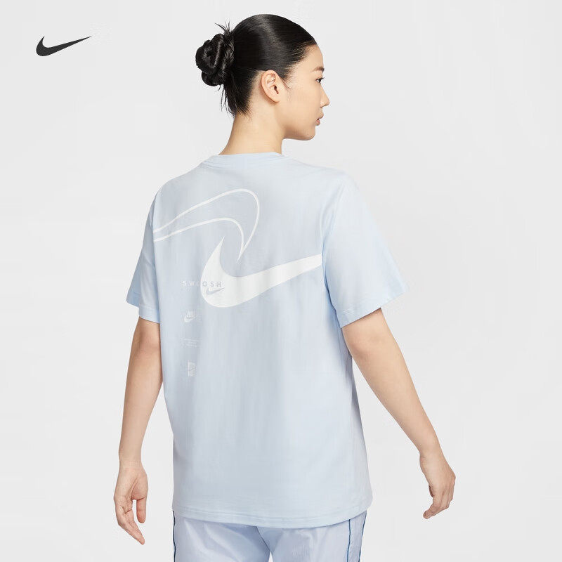 耐克/NIKE女子运动休闲纯棉印花大勾子圆领短袖T恤HQ1699-010-104