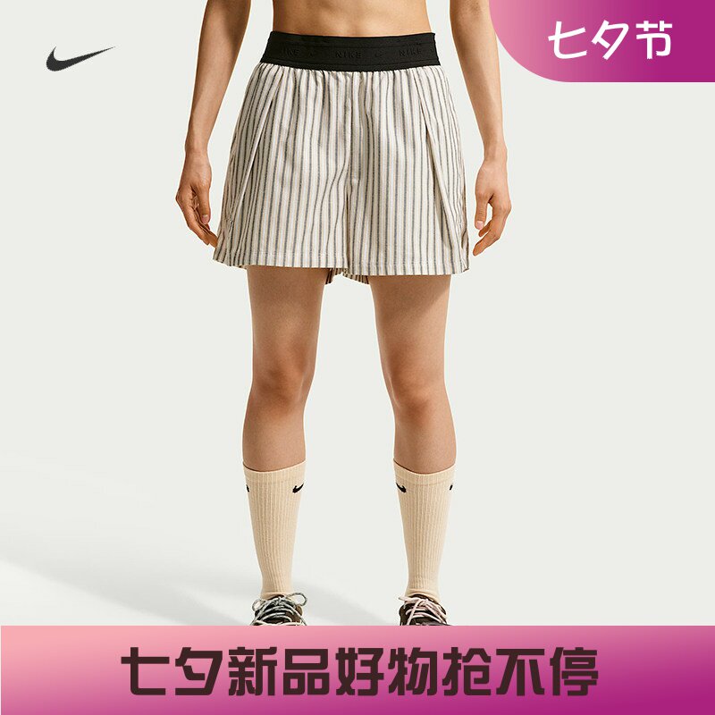 耐克/NIKE女子宽松休闲纯棉条纹新款舒适中腰短裤II4231-286-435