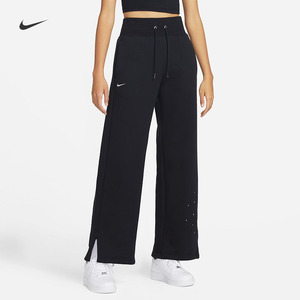 耐克/NIKE新款女子运动休闲加绒保暖印花针织阔腿长裤FB1919-010