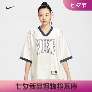 耐克/NIKE女子运动宽松休闲潮流球衣风印花短袖T恤HJ0281-077-133