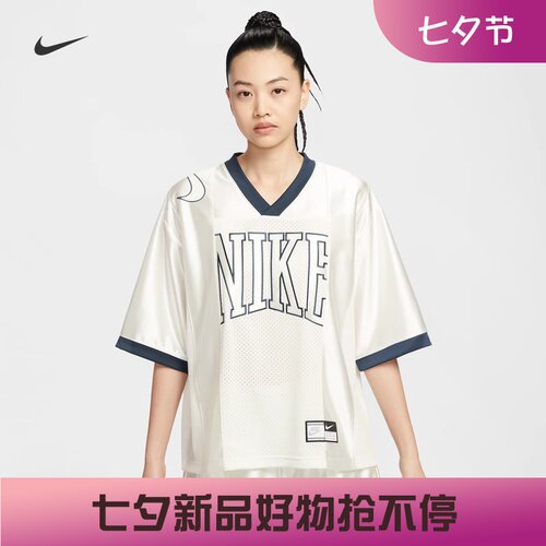 耐克女子宽松球衣风印花短袖T恤