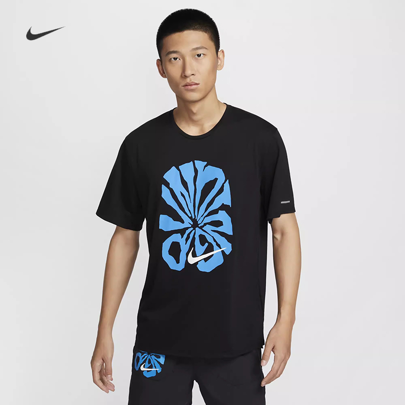耐克男子速干印花跑步短袖T恤