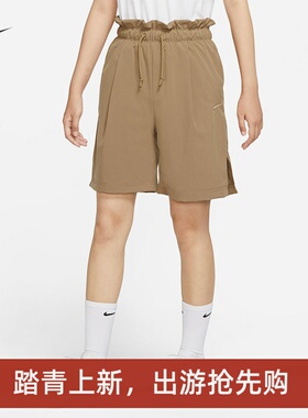 耐克/NIKE女子运动训练休闲透气百褶高腰梭织短裤DQ6173-133-258