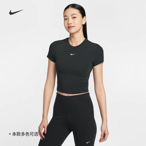 耐克女子短款刺绣小勾短袖T恤