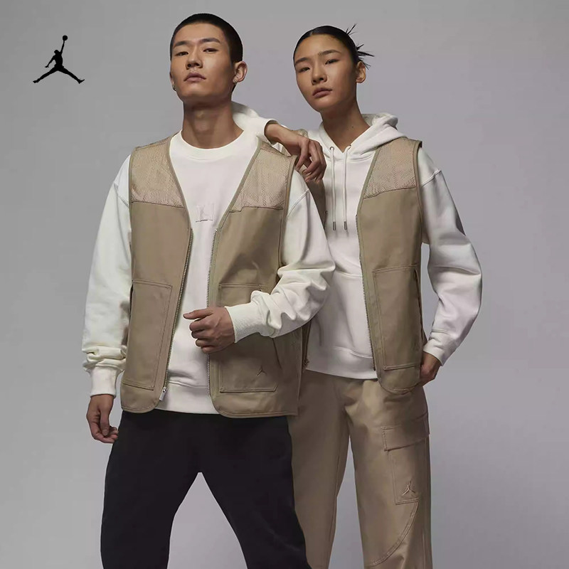 耐克/NIKE JORDAN男子运动休闲拼接口袋马甲背心HF9328-222-257