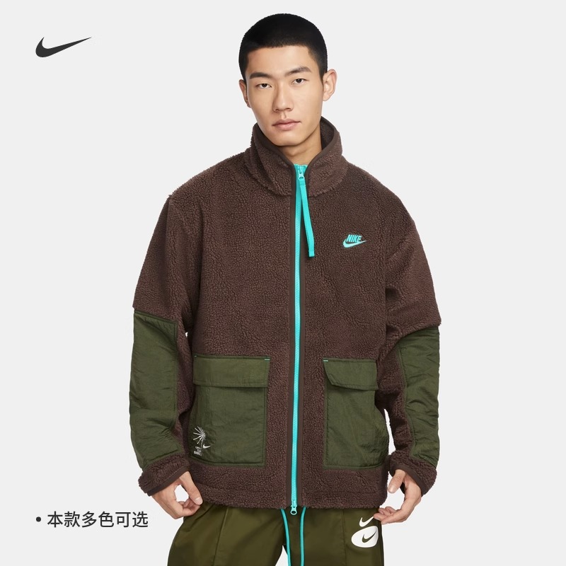 耐克男子宽松休闲羊羔绒夹克外套