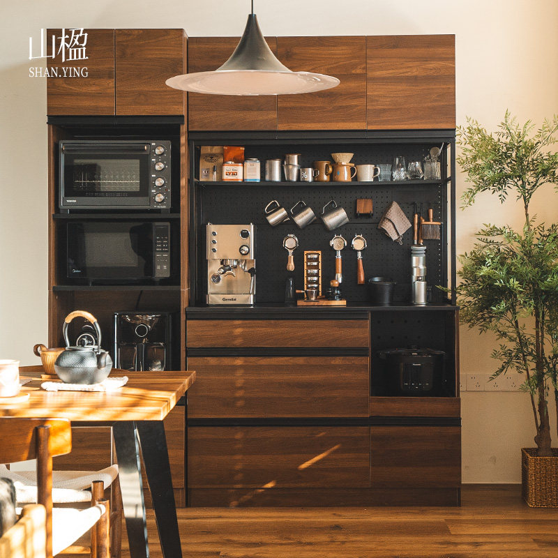 五金少女 洞洞板餐边柜子靠墙一体收纳柜置物茶水胡桃木色咖啡柜,住宅家具,餐边柜,淘宝优惠券,粉丝福利购,淘宝优惠卷