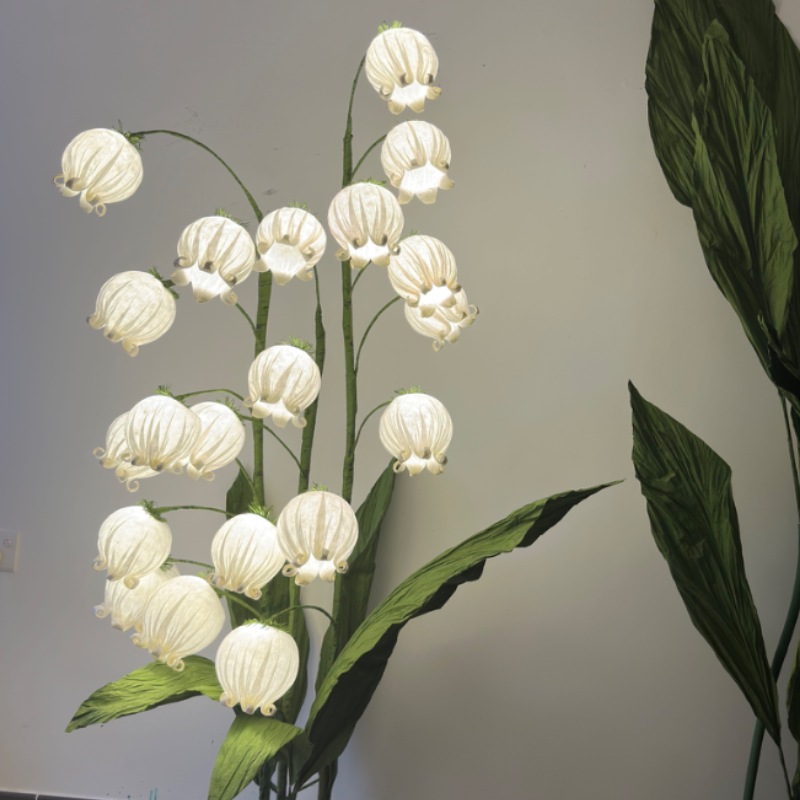 纯手工制作大型纸艺花铃兰花落地灯拍摄背景装饰氛围灯橱窗美陈