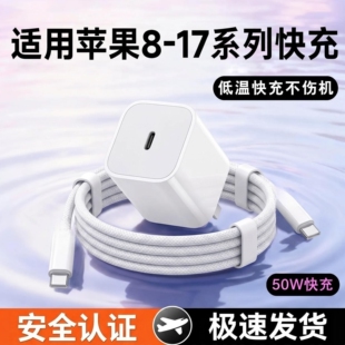 适用50W苹果充电器ipadair2/3/5mi6手机闪充数据线充电线pd快速充电插头充电器充电器头原ipad冲电