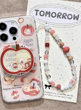 可爱红苹果猫咪摇摇乐支架适用A5/OPPO Reno15/14/13/12F手机壳Find X9手链X8S+X7ultra/A72卡通A6pro/A3/A58