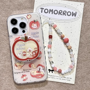 可爱红苹果猫咪摇摇乐支架适用A5/OPPO Reno15/14/13/12F手机壳Find X9手链X8S+X7ultra/A72卡通A6pro/A3/A58