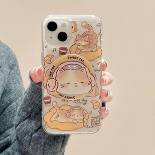 ins可爱橘猫磁吸支架适用A5X A6pro韩风A2m新款 A96女A3X防摔A58 Reno15 12F手机壳A98 X8S FindX9 OPPO