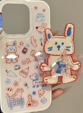 可爱涂鸦购物车猫咪狗狗支架适用魅族22/20/meizu 21Pro手机壳note16创意9新款18S韩系16/17SPRO防摔套ucky08