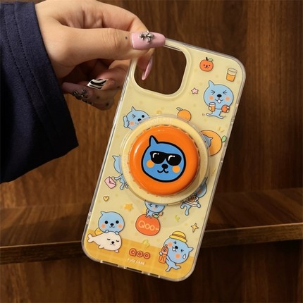 卡通橙汁酷儿瓶盖磁吸支架适用小米17/14/15手机壳k70红米K90/K60E/K80至尊Note15/13/11日韩Turbo4/civi5PRO