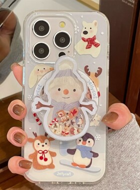 围巾小动物雪人摇摇乐磁吸支架适用三星S25手机壳S21/Note20新款S10+/S22软S24ultra女款S21防摔A54保护套A51