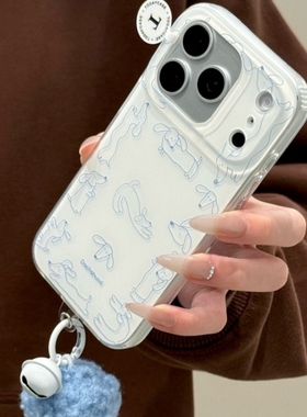 韩风简约白底蓝线条腊肠狗适用X9D荣耀500PRO/magic87/400手机壳200/WINRT/50SE新款X70/30防摔X40畅玩60plus