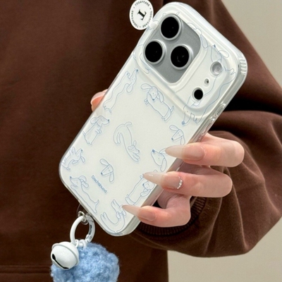 ins韩风简约白底蓝线条腊肠狗适用魅族22Pro/20/meizu 21手机壳note16小众9新款18S女16/17SPRO防摔套ucky08