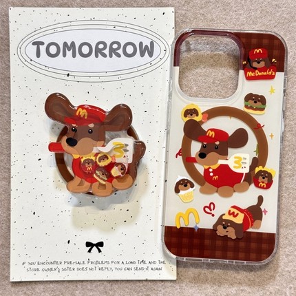 日韩可爱M记腊肠狗磁吸支架适用OPPO A6/5/Reno15/14/13 Pro手机壳findX9女X7ultra新款A3X防摔套X8S+A58/A96