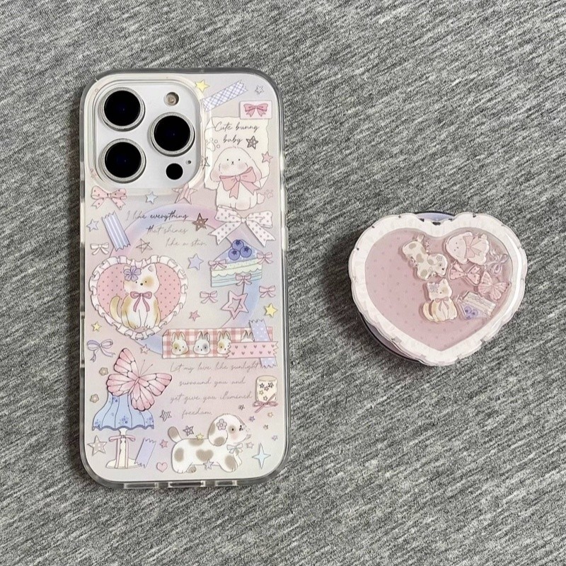 拼接插画蝴蝶结猫咪磁吸支架适用vivo iQOO15/Z9turbo/Z10X手机壳neo11/9可爱10pro+/iqoo13女11/12防摔Z8/7X