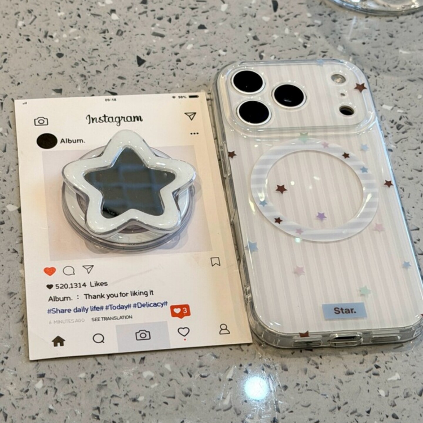 ins韩风条纹五角星镜面磁吸支架适用vivo X300S/S50手机壳S30/S20PRO/Y500/X200 Promini新款Y78+Y50防摔X100图片