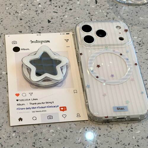 ins韩风条纹五角星镜面磁吸支架适用1加ACE6T/15一加13t手机壳12/Turbo6V简约一加ACE5竞速ACE3pro女11/ACE2V