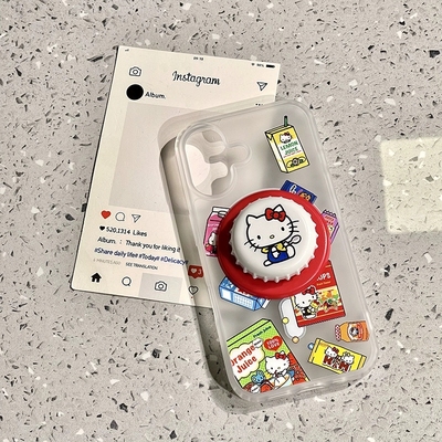 韩系少女心饮料kt瓶盖磁吸支架适用三星S24/S25ultra/Note20手机壳A34/A55男S20/s23+全包A22/M55软S21fe/A54