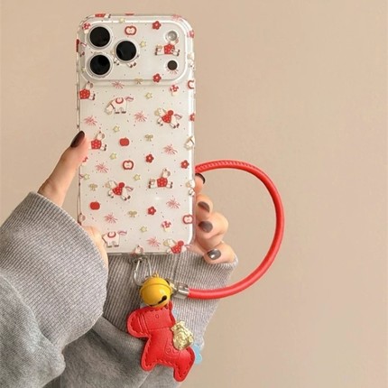新年喜庆可爱烟花小马适用OPPO A6i/5/Reno15/14/13pro手机壳findx9手提绳X7ultra/X6新款A3X防摔X8S+A58/A96