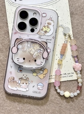韩国ins戴耳机猫咪磁吸支架适用A6/OPPO Reno15/FindX9/X8S/14/12/11F/10手机壳A98/A6pro可爱A2/A79/A3X/A56