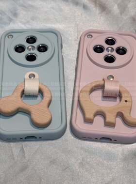 木质动物指环扣适用K80小米15/14手机壳70/NOTE13全包12turbo新款10S支架11T红米k60E/50/40PRO+情侣30软壳女