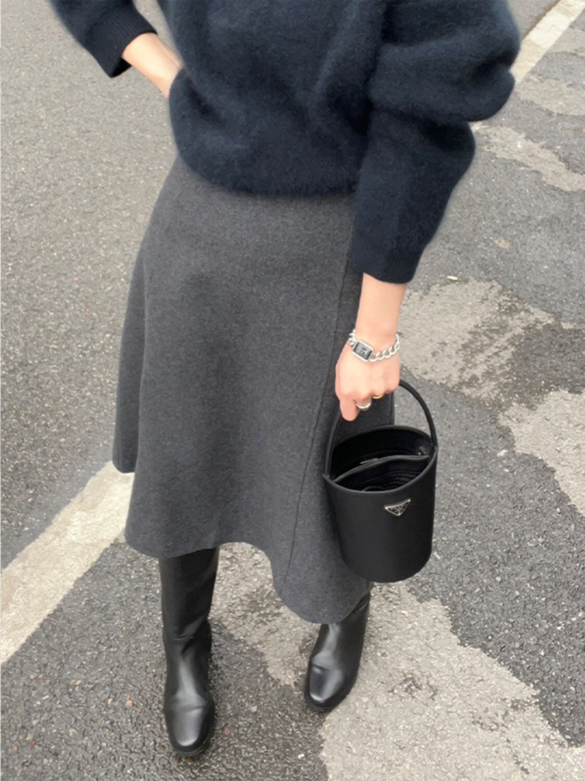 洋气垂感毛呢半身裙女2025年秋季新款高级感灰色a字裙中长款裙子,女装/女士精品,大码半身裙,淘宝优惠券,粉丝福利购,淘宝优惠卷