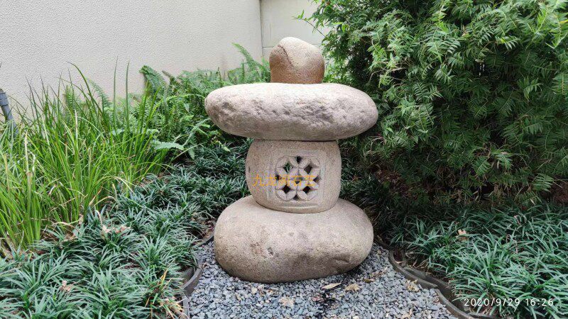 天然鹅卵石灯笼装小音箱花园原石美式乡村自然景观灯庭院路草坪灯